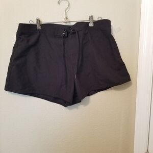 Tropical Escape Swim Bottom Black Boy Shorts Size 14 NWT
